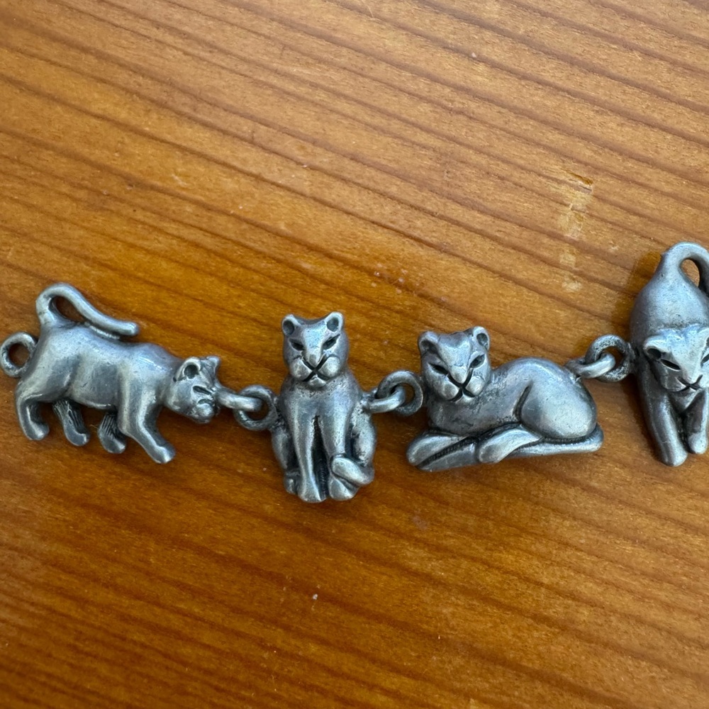 Vintage real Silver Cat Bracelet